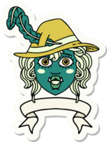 sticker of a orc bard character with banner png