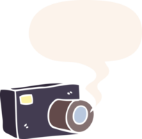 cartoon camera with speech bubble in retro style png