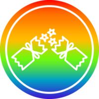 exploding christmas cracker circular icon with rainbow gradient finish png