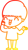 warm gradient line drawing of a happy cartoon boy png