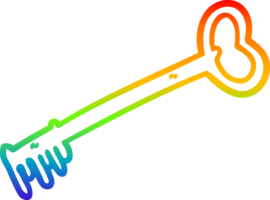 rainbow gradient line drawing of a cartoon fancy old key png