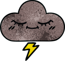 retro grunge texture cartoon of a storm cloud png