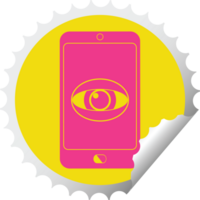 cell phone watching you circular peeling sticker png