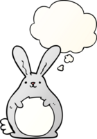 cartoon rabbit with thought bubble in smooth gradient style png