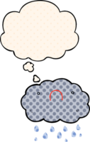 cute cartoon cloud with thought bubble in comic book style png
