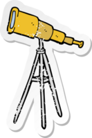 retro distressed sticker of a cartoon telescope png