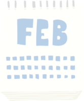 flat color illustration of calendar showing month of february png