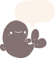 dibujos animados ballena con habla burbuja en retro estilo png