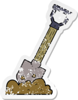 distressed sticker of a cartoon shovel png