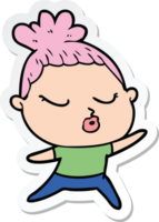 sticker of a cartoon calm woman png