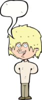 cartoon happy scruffy boy with speech bubble png