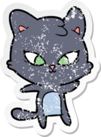 distressed sticker of a cute cartoon cat png