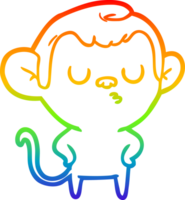 rainbow gradient line drawing of a cartoon monkey png