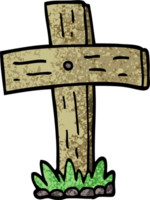 grunge textured illustration cartoon graveyard cross png