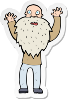 sticker of a cartoon frightened old man with beard png