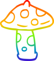 rainbow gradient line drawing of a cartoon mushroom png