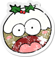 verontruste sticker van een cartoon geschokte kerstpudding png