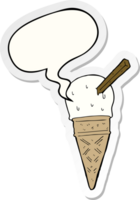 dessin animé la glace crème avec discours bulle autocollant png