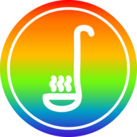 sopa cucharón circular icono con arco iris degradado terminar png