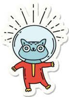 sticker of a tattoo style cat in astronaut suit png