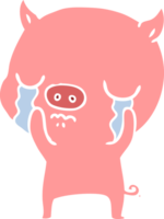 flat color style cartoon pig crying png