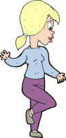 Cartoon-Frau winkt png