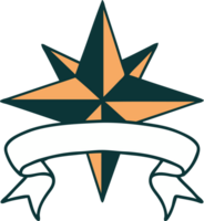 traditionelles Tattoo mit Banner eines Sterns png
