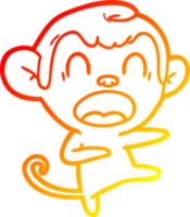 warm gradient line drawing of a shouting cartoon monkey dancing png