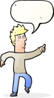 cartoon worried man pointing with speech bubble png