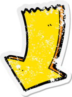 distressed sticker of a cartoon pointing arrow png