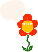 dibujos animados flor con habla burbuja en retro estilo png