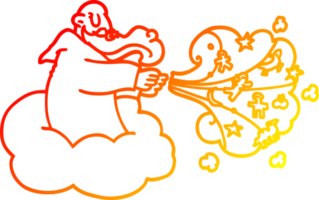 calentar degradado línea dibujo de un dibujos animados Dios en nube png