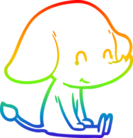 rainbow gradient line drawing of a cute cartoon elephant png