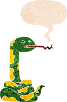 dibujos animados silbido serpiente con habla burbuja en grunge afligido retro texturizado estilo png