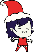 hand drawn line drawing of a undead vampire girl wearing santa hat png