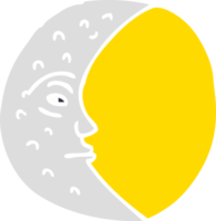 cartoon doodle crescent moon with face png