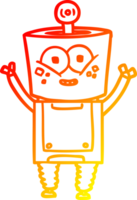 warm gradient line drawing of a happy cartoon robot waving hello png