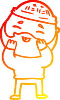 warm gradient line drawing of a cartoon happy bearded man png