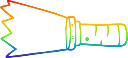 rainbow gradient line drawing of a cartoon lit torch png