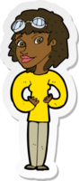 sticker van een cartoon vliegeniersvrouw png