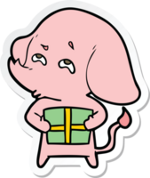 pegatina de un elefante de dibujos animados con regalo recordando png