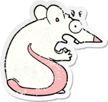 distressed sticker of a cartoon frightened mouse png