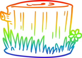 Regenbogen Gradient Linie Zeichnung von ein Karikatur Baum Stumpf png