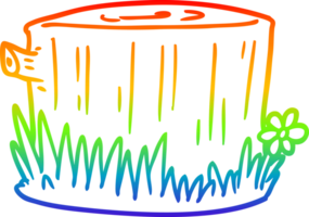 regenboog helling lijn tekening van een tekenfilm boom stomp png