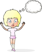 cartoon pretty girl with thought bubble png