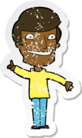 retro noodlijdende sticker van een cartoon grijnzende man met idee png