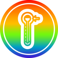 hoch Temperatur kreisförmig Symbol mit Regenbogen Gradient Fertig png