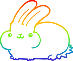 rainbow gradient line drawing of a cartoon rabbit png