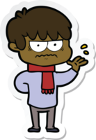 sticker of a annoyed cartoon boy png