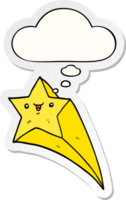 cartoon shooting star with thought bubble as a printed sticker png